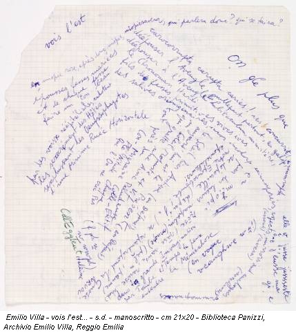 Emilio Villa - vois l’est... - s.d. - manoscritto - cm 21x20 - Biblioteca Panizzi, Archivio Emilio Villa, Reggio Emilia
