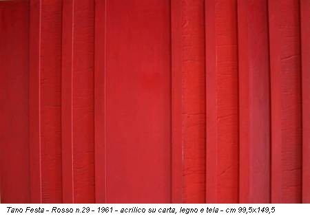 Tano Festa - Rosso n.29 - 1961 - acrilico su carta, legno e tela - cm 99,5x149,5