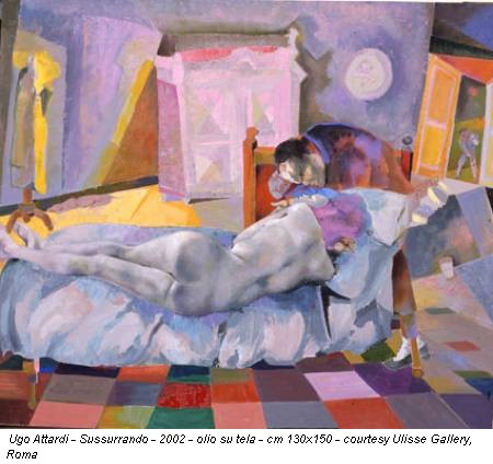 Ugo Attardi - Sussurrando - 2002 - olio su tela - cm 130x150 - courtesy Ulisse Gallery, Roma