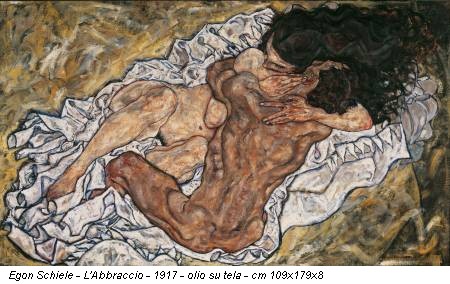 Egon Schiele - L'Abbraccio - 1917 - olio su tela - cm 109x179x8