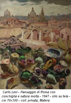 Carlo Levi - Paesaggio di Roma con conchiglia e natura morta - 1947 - olio su tela - cm 70x100 - coll. privata, Matera