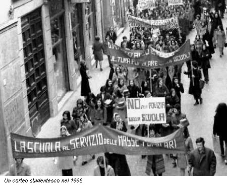 Un corteo studentesco nel 1968