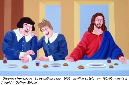 Giuseppe Veneziano - La penultima cena - 2008 - acrilico su tela - cm 160x95 - courtesy Angel Art Gallery, Milano