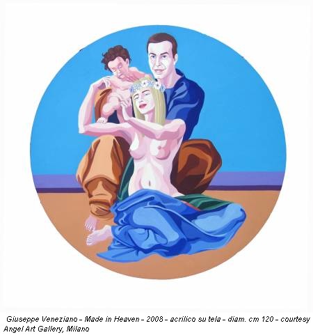 Giuseppe Veneziano - Made in Heaven - 2008 - acrilico su tela - diam. cm 120 - courtesy Angel Art Gallery, Milano