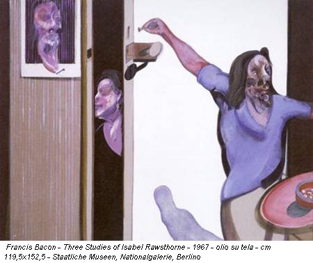 Francis Bacon - Three Studies of Isabel Rawsthorne - 1967 - olio su tela - cm 119,5x152,5 - Staatliche Museen, Nationalgalerie, Berlino