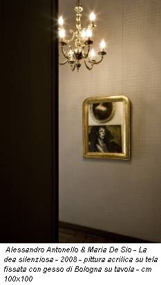 Alessandro Antonello & Maria De Sio - La dea silenziosa - 2008 - pittura acrilica su tela fissata con gesso di Bologna su tavola - cm 100x100