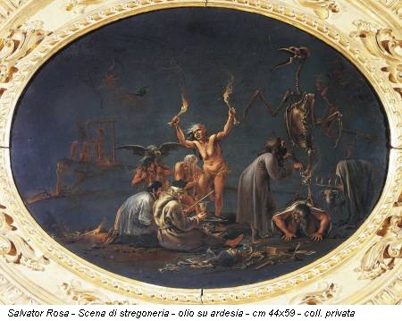 Salvator Rosa - Scena di stregoneria - olio su ardesia - cm 44x59 - coll. privata