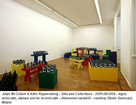 Allan McCollum & Allen Ruppersberg - Sets and Collections - 2005-06/2008 - legno verniciato, stampe uniche incorniciate - dimensioni variabili - courtesy Studio Guenzani, Milano