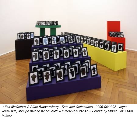 Allan McCollum & Allen Ruppersberg - Sets and Collections - 2005-06/2008 - legno verniciato, stampe uniche incorniciate - dimensioni variabili - courtesy Studio Guenzani, Milano