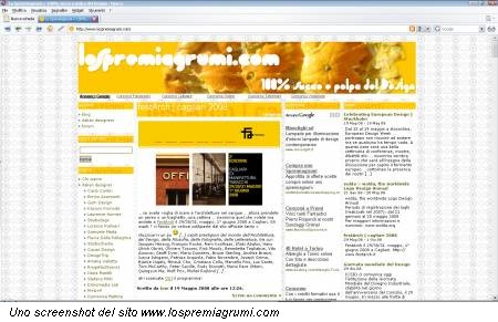 Uno screenshot del sito www.lospremiagrumi.com