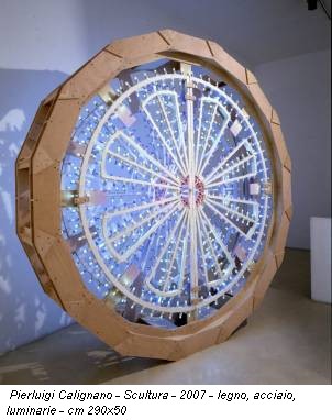 Pierluigi Calignano - Scultura - 2007 - legno, acciaio, luminarie - cm 290x50