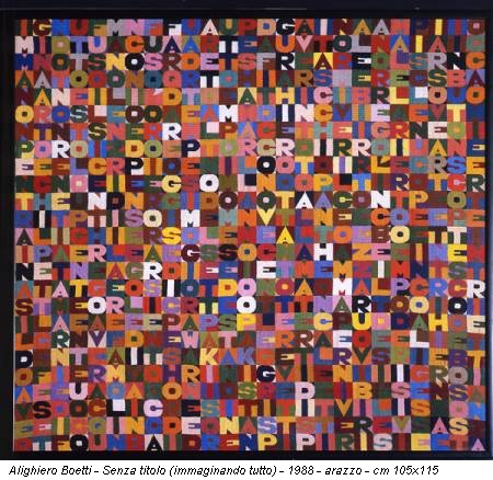 Alighiero Boetti - Senza titolo (immaginando tutto) - 1988 - arazzo - cm 105x115