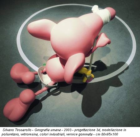 Silvano Tessarollo - Geografia umana - 2003 - progettazione 3d, modellazione in poliuretano, vetroresina, colori industriali, vernice gommata - cm 80x65x100