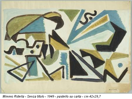 Mimmo Rotella - Senza titolo - 1949 - pastello su carta - cm 42x29,7