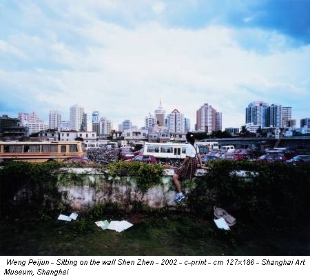 Weng Peijun - Sitting on the wall Shen Zhen - 2002 - c-print - cm 127x186 - Shanghai Art Museum, Shanghai