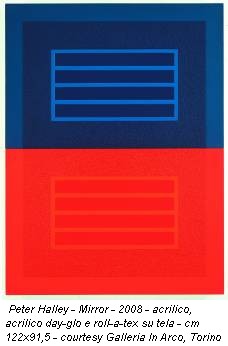 Peter Halley - Mirror - 2008 - acrilico, acrilico day-glo e roll-a-tex su tela - cm 122x91,5 - courtesy Galleria In Arco, Torino