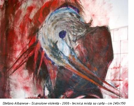 Stefano Albanese - Scansione violenta - 2008 - tecnica mista su carta - cm 240x150