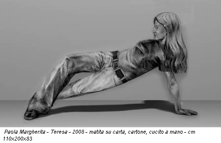 Paola Margherita - Teresa - 2008 - matita su carta, cartone, cucito a mano - cm 110x200x83