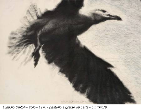 Claudio Cintoli - Volo - 1976 - pastello e grafite su carta - cm 56x76
