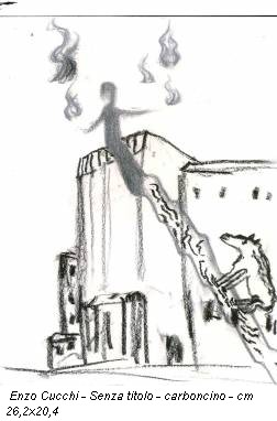 Enzo Cucchi - Senza titolo - carboncino - cm 26,2x20,4