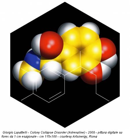 Giorgio Lupattelli - Colony Collapse Disorder (Adrenaline) - 2008 - pittura digitale su forex da 1 cm esagonale - cm 115x100 - courtesy Artsinergy, Roma