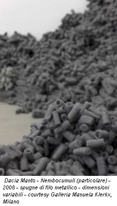 Dacia Manto - Nembocumuli (particolare) - 2008 - spugne di filo metallico - dimensioni variabili - courtesy Galleria Manuela Klerkx, Milano