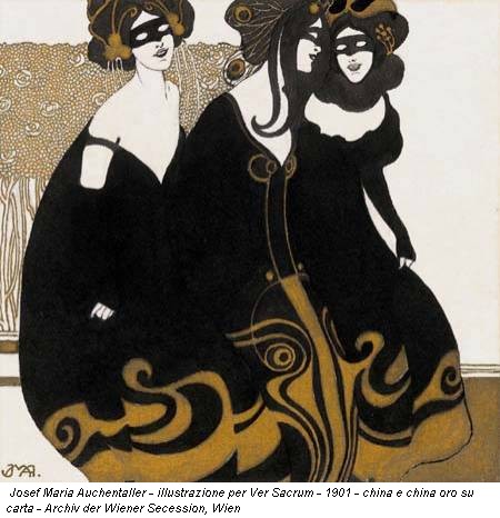 Josef Maria Auchentaller - illustrazione per Ver Sacrum - 1901 - china e china oro su carta - Archiv der Wiener Secession, Wien