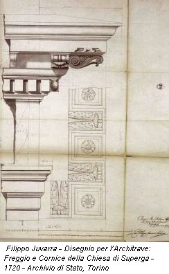 Filippo Juvarra - Disegnio per l’Architrave: Freggio e Cornice della Chiesa di Superga - 1720 - Archivio di Stato, Torino