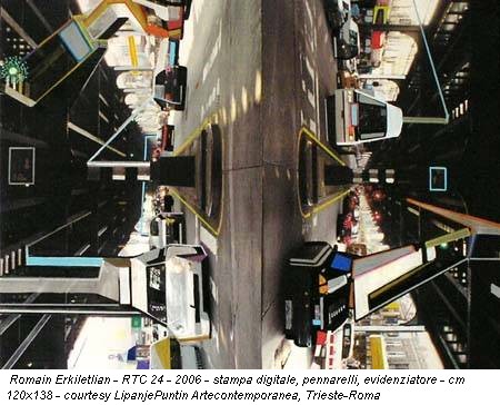 Romain Erkiletlian - RTC 24 - 2006 - stampa digitale, pennarelli, evidenziatore - cm 120x138 - courtesy LipanjePuntin Artecontemporanea, Trieste-Roma