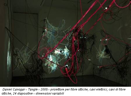 Daniel Canogar - Tangle - 2008 - proiettore per fibre ottiche, cavi elettrici, cavi di fibre ottiche, 24 diapositive - dimensioni variabili