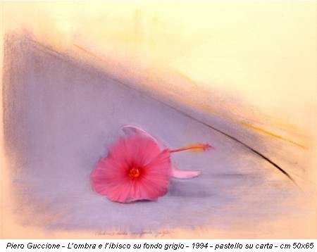 Piero Guccione - L’ombra e l’ibisco su fondo grigio - 1994 - pastello su carta - cm 50x65