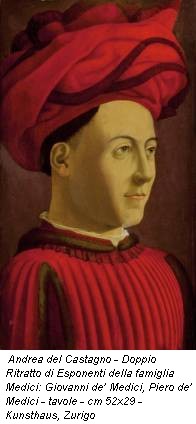 Andrea del Castagno - Doppio Ritratto di Esponenti della famiglia Medici: Giovanni de’ Medici, Piero de’ Medici - tavole - cm 52x29 - Kunsthaus, Zurigo