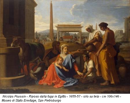 Nicolas Poussin - Riposo dalla fuga in Egitto - 1655-57 - olio su tela - cm 106x146 - Museo di Stato Ermitage, San Pietroburgo