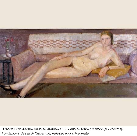 Arnolfo Crucianelli - Nudo su divano - 1932 - olio su tela - cm 50x79,9 - courtesy Fondazione Cassa di Risparmio, Palazzo Ricci, Macerata