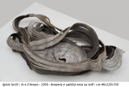 Iginio Iurilli - Io e il tempo - 2008 - tempera e sabbia nera su mdf - cm 46x220x108