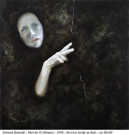 Simona Bramati - Parche III (Atropo) - 2008 - tecnica mista su tela - cm 80x80