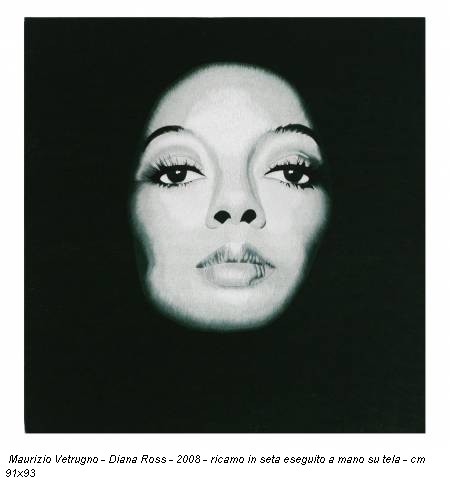 Maurizio Vetrugno - Diana Ross - 2008 - ricamo in seta eseguito a mano su tela - cm 91x93
