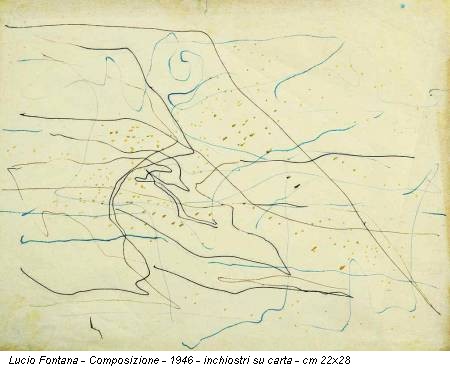 Lucio Fontana - Composizione - 1946 - inchiostri su carta - cm 22x28