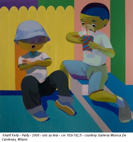 Khalif Kelly - Party - 2008 - olio su tela - cm 183x182,5 - courtesy Galleria Monica De Cardenas, Milano