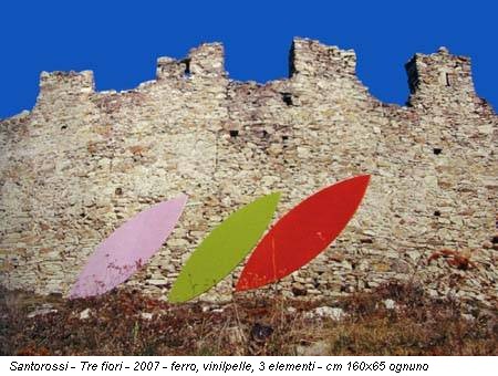 Santorossi - Tre fiori - 2007 - ferro, vinilpelle, 3 elementi - cm 160x65 ognuno