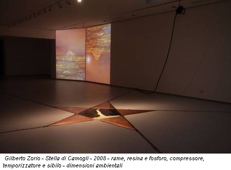 Gilberto Zorio - Stella di Camogli - 2008 - rame, resina e fosforo, compressore, temporizzatore e sibilo - dimensioni ambientali