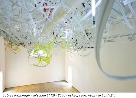 Tobias Rehberger - Infection 1FR9 - 2008 - velcro, cavo, neon - m 13x7x2,5