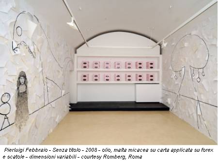 Pierluigi Febbraio - Senza titolo - 2008 - olio, malta micacea su carta applicata su forex e scatole - dimensioni variabili - courtesy Romberg, Roma