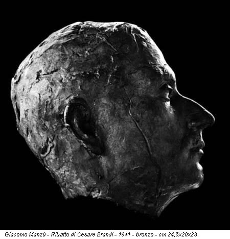 Giacomo Manzù - Ritratto di Cesare Brandi - 1941 - bronzo - cm 24,5x20x23