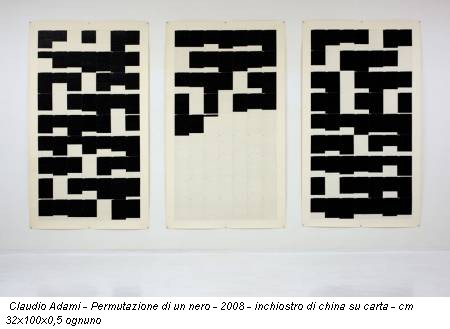 Claudio Adami - Permutazione di un nero - 2008 - inchiostro di china su carta - cm 32x100x0,5 ognuno