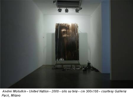Andrei Molodkin - United Nation - 2008 - olio su tela - cm 300x188 - courtesy Galleria Pack, Milano