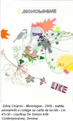 Silvia Chiarini - Monologue - 2008 - matita, pennarello e collage su carta da lucido - cm 41x30 - courtesy De Simoni Arte Contemporanea, Genova