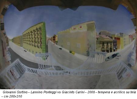 Giovanni Sortino - Lannino Ponteggi vs Giacinto Carini - 2008 - tempera e acrilico su tela - cm 200x310