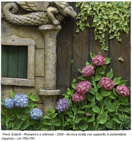 Piero Gilardi - Romanico e ortensie - 2000 - tecnica mista con supporto in poliuretano espanso - cm 150x150