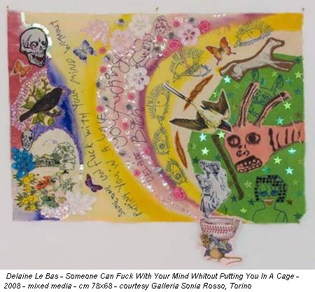 Delaine Le Bas - Someone Can Fuck With Your Mind Whitout Putting You In A Cage - 2008 - mixed media - cm 78x68 - courtesy Galleria Sonia Rosso, Torino